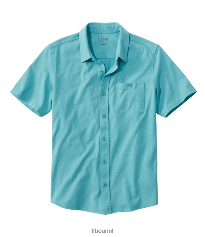 L.L.Bean Heren overhemd van biologisch katoen met knoopsluiting aan de voorkant zee blauw kleding VT0645803