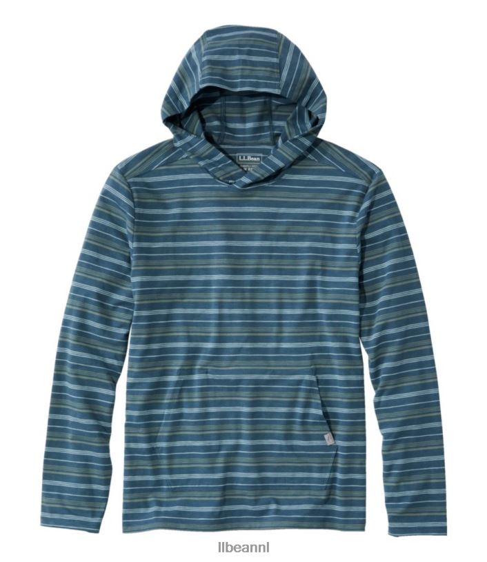 L.L.Bean Heren ontdekkingsreiziger slub T-shirt donkerblauwblauwe streep kleding VT064541