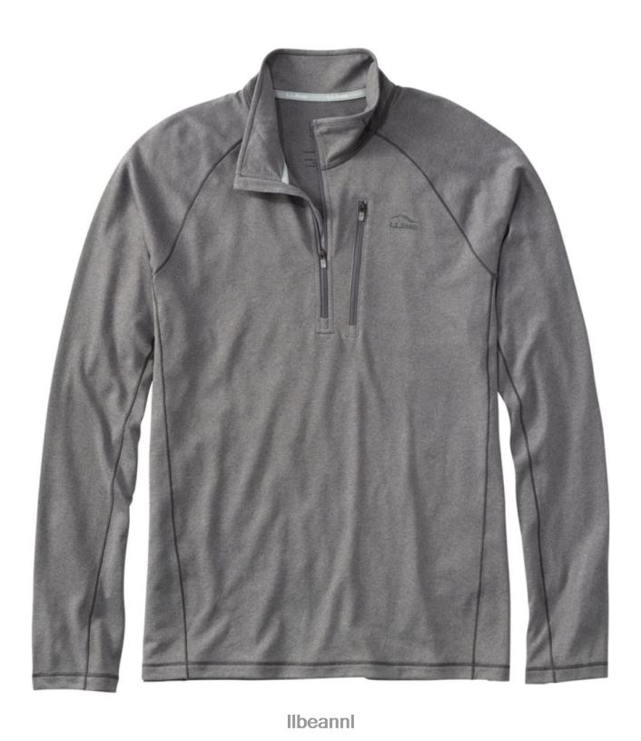 L.L.Bean Heren sneldrogend trail-T-shirt met 1/4 ritssluiting grafiet kleding VT0643190