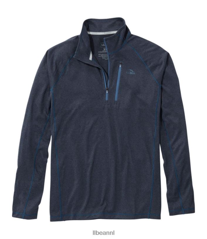 L.L.Bean Heren sneldrogend trail-T-shirt met 1/4 ritssluiting koolstof marine kleding VT0645827