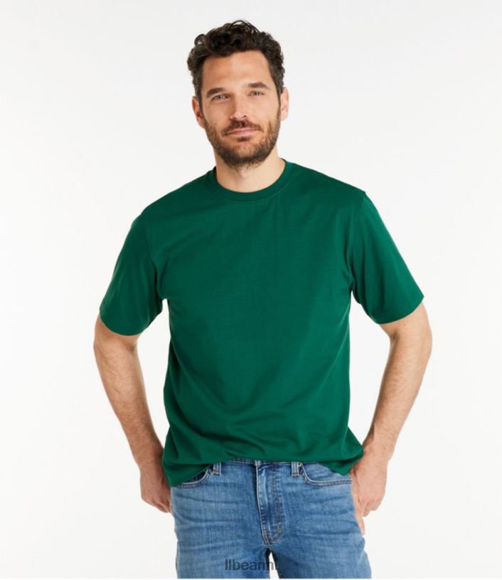 L.L.Bean Heren zorgeloos krimpvrij T-shirt blauwgroen kleding VT0646874