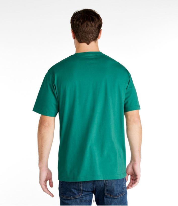 L.L.Bean Heren zorgeloos krimpvrij T-shirt grijs gemêleerd logo kleding VT0646931