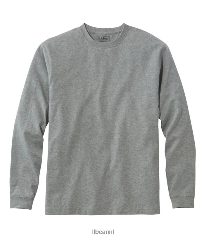L.L.Bean Heren zorgeloos krimpvrij T-shirt grijze heide kleding VT0646439