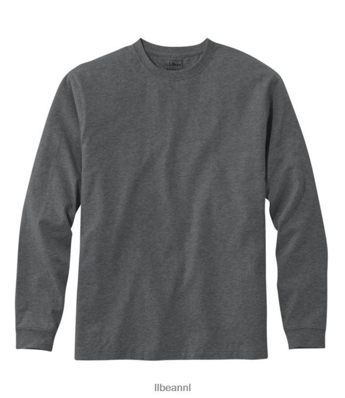 L.L.Bean Heren zorgeloos krimpvrij T-shirt houtskool heide kleding VT0642986