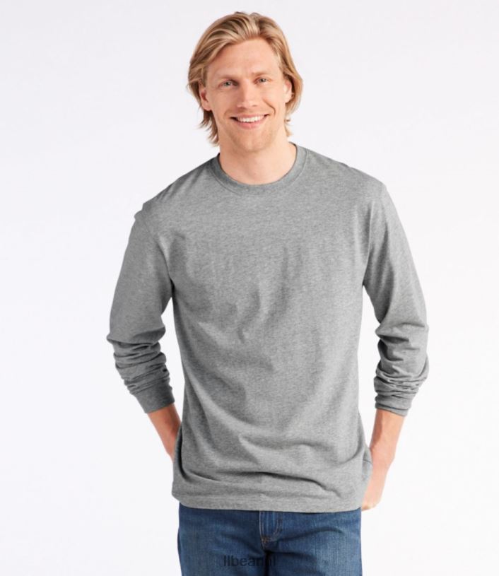 L.L.Bean Heren zorgeloos krimpvrij T-shirt houtskool heide kleding VT0642986