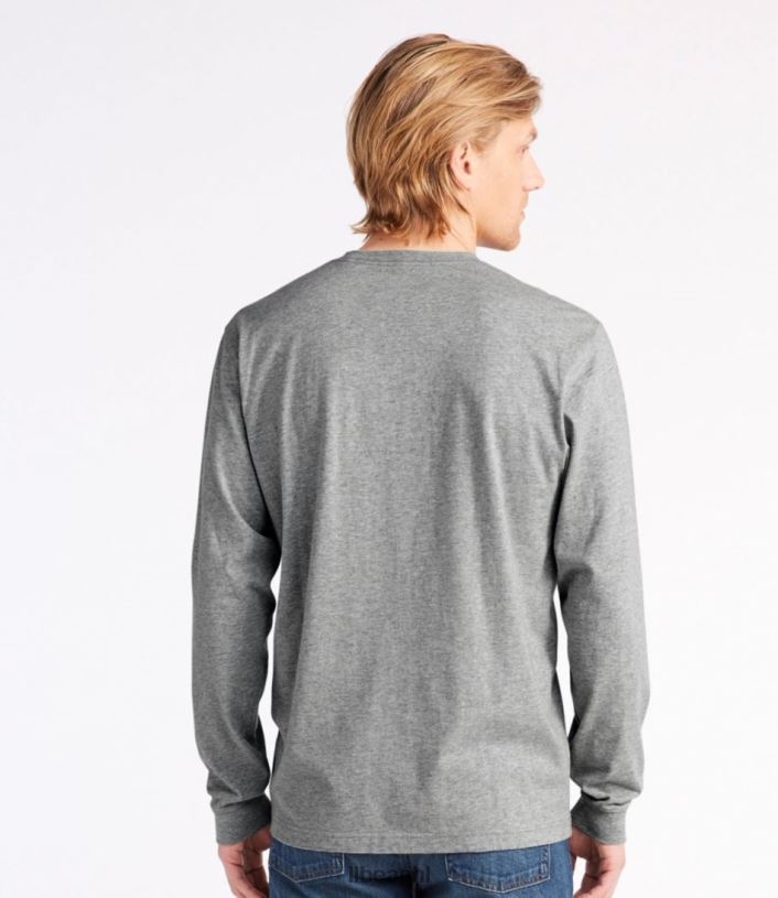 L.L.Bean Heren zorgeloos krimpvrij T-shirt houtskool heide kleding VT0642986