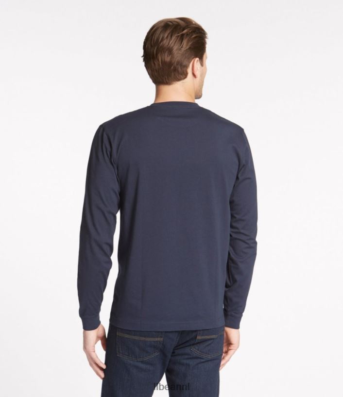 L.L.Bean Heren zorgeloos krimpvrij T-shirt met zak zwarte woud groen kleding VT0646511