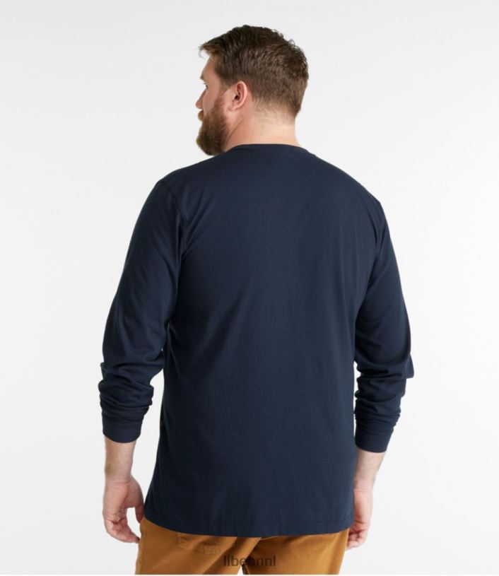 L.L.Bean Heren zorgeloos krimpvrij T-shirt met zak zwarte woud groen kleding VT0646511