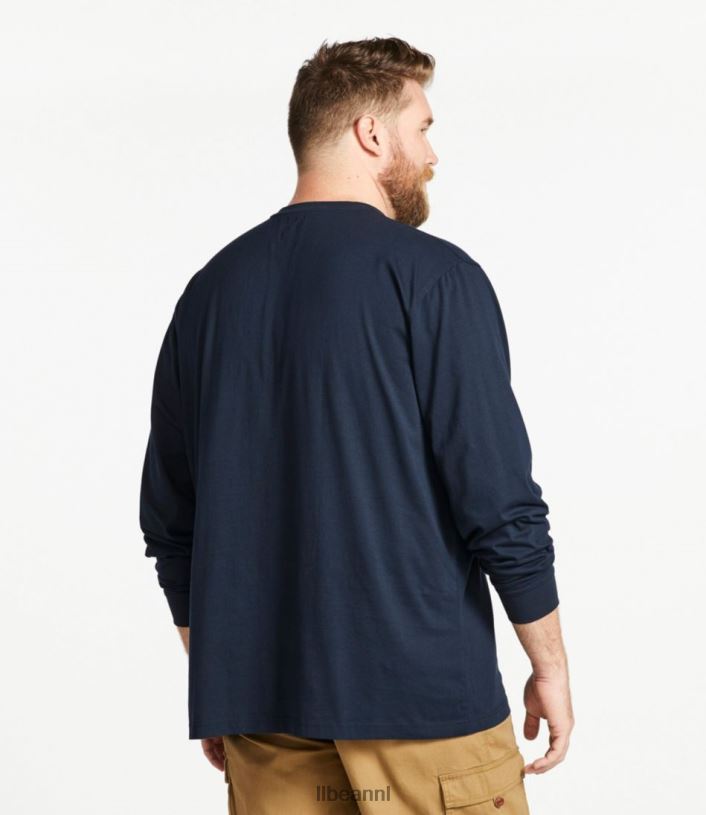 L.L.Bean Heren zorgeloos krimpvrij T-shirt oceaanblauw kleding VT0646460