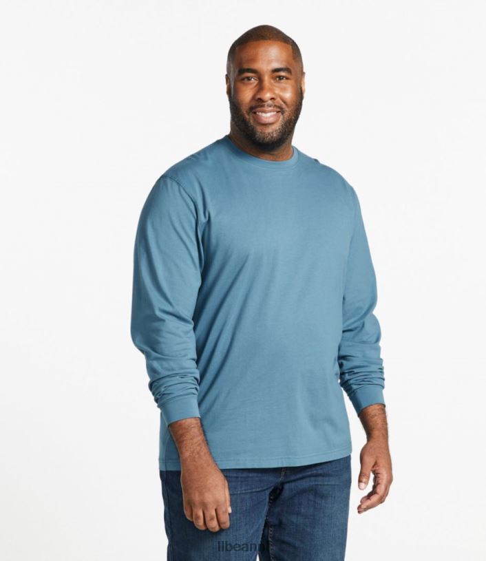 L.L.Bean Heren zorgeloos krimpvrij T-shirt oceaanblauw kleding VT0646901