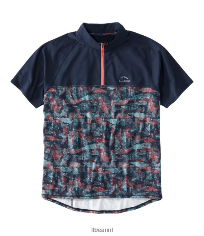 L.L.Bean Heren comfortabel fietsshirt klassieke marineblauwe geoprint/klassieke marine kleding VT064535