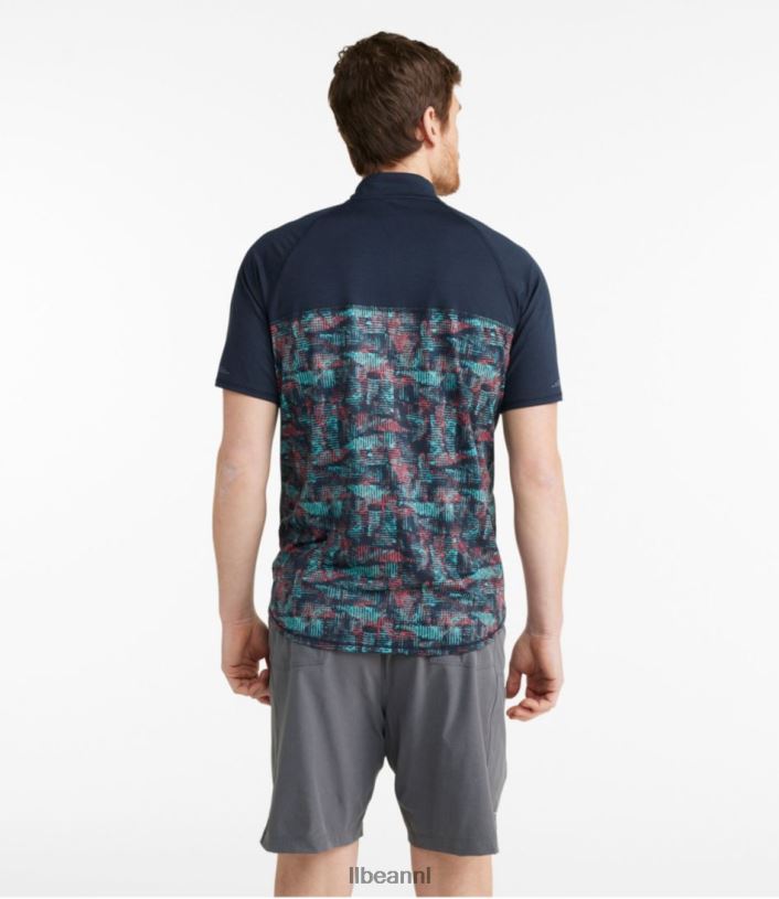 L.L.Bean Heren comfortabel fietsshirt klassieke marineblauwe geoprint/klassieke marine kleding VT064535