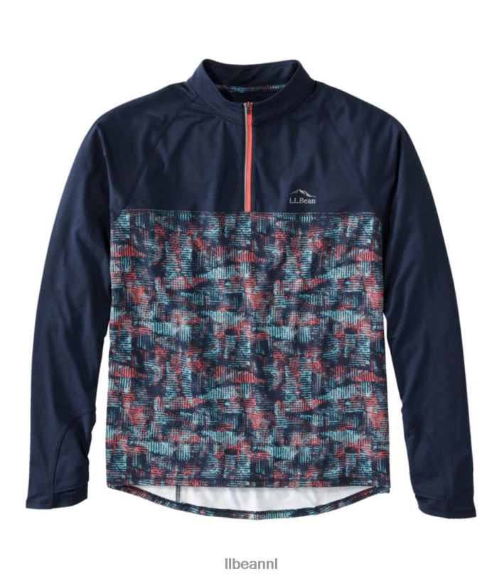 L.L.Bean Heren comfortabel fietsshirt klassieke marineblauwe geoprint/klassieke marine kleding VT064595