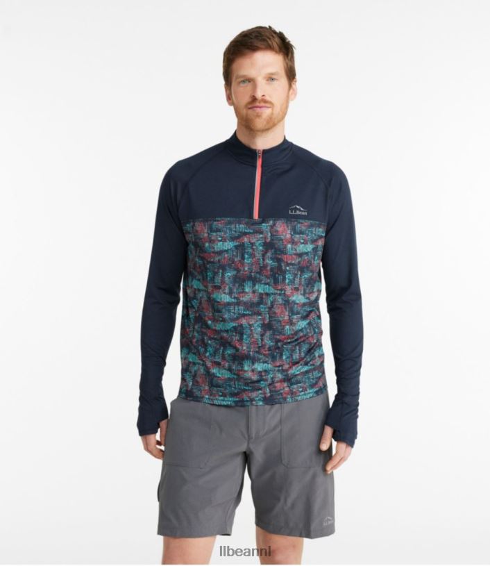 L.L.Bean Heren comfortabel fietsshirt klassieke marineblauwe geoprint/klassieke marine kleding VT064595