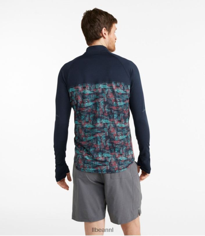 L.L.Bean Heren comfortabel fietsshirt klassieke marineblauwe geoprint/klassieke marine kleding VT064595