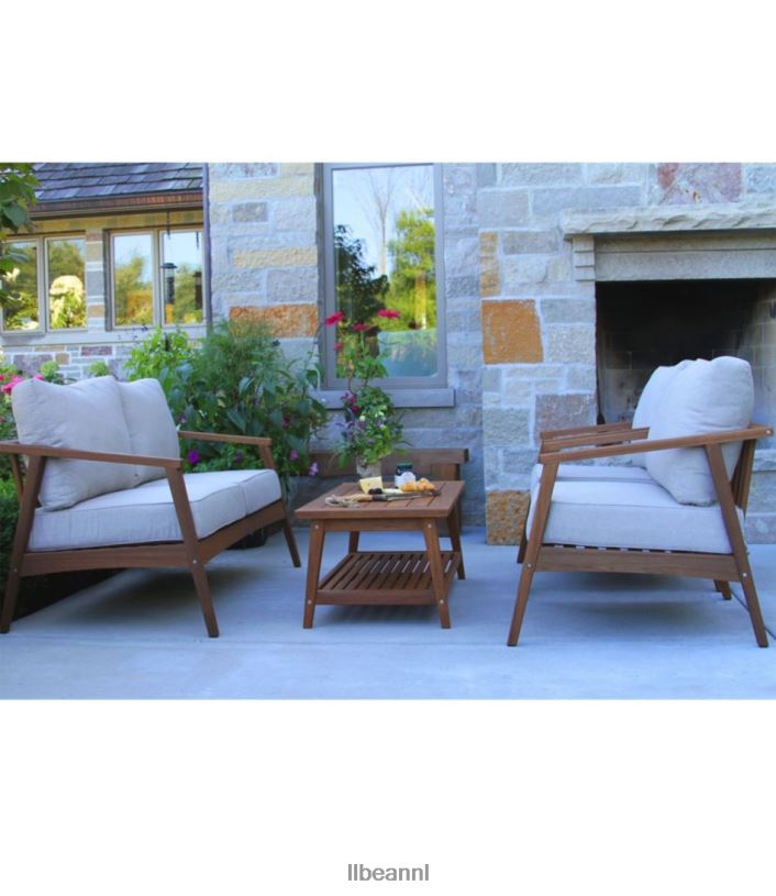 L.L.Bean unisex Eucalyptus 4-delige terrasset natuurlijk huis goederen VT0642857