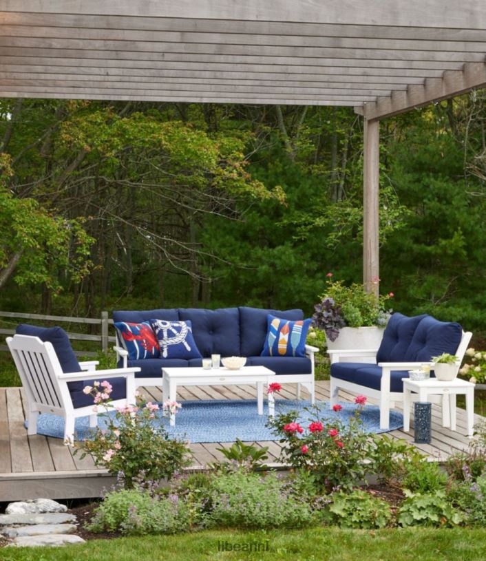 L.L.Bean unisex all-weather patio loveseat met gestructureerd kussen grijs huis goederen VT0644531