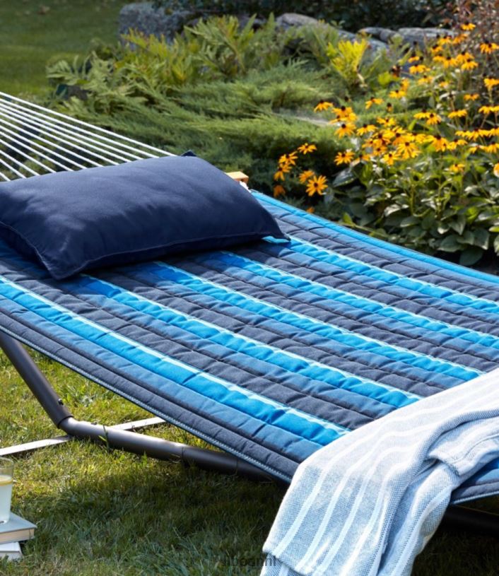 L.L.Bean unisex gewatteerde sunbrella hangmatstreep grijs/zand multi achtertuin en terras VT0642917