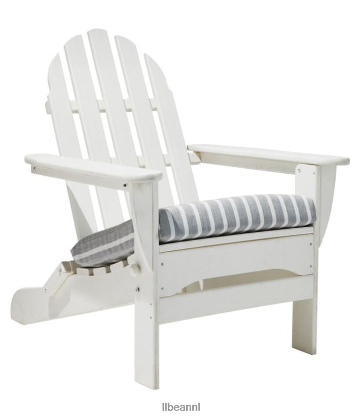 L.L.Bean unisex casco bay adirondack stoel zitkussen streep grijs-wit achtertuin en terras VT0644423
