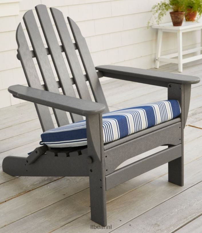 L.L.Bean unisex casco bay adirondack stoel zitkussen streep grijs-wit achtertuin en terras VT0644423