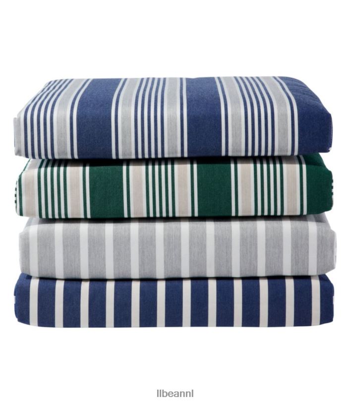 L.L.Bean unisex casco bay adirondack stoel zitkussen streep grijs-wit achtertuin en terras VT0644423