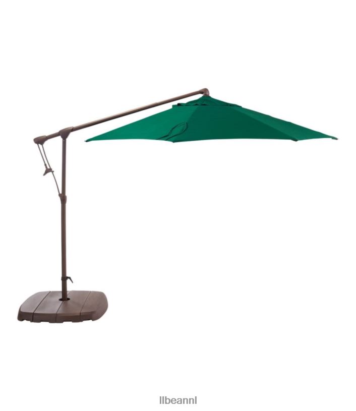 L.L.Bean unisex sunbrella market cantilever 10' achthoekige paraplu met standaardset jagersgroen achtertuin en terras VT0644522