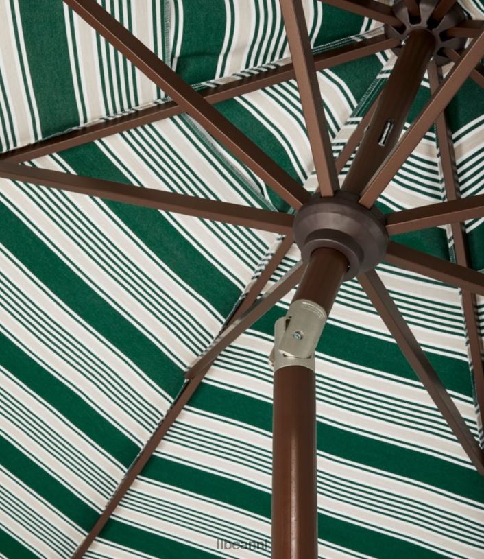 L.L.Bean unisex sunbrella marktparaplu aluminium streep groen/zand multi achtertuin en terras VT0644483