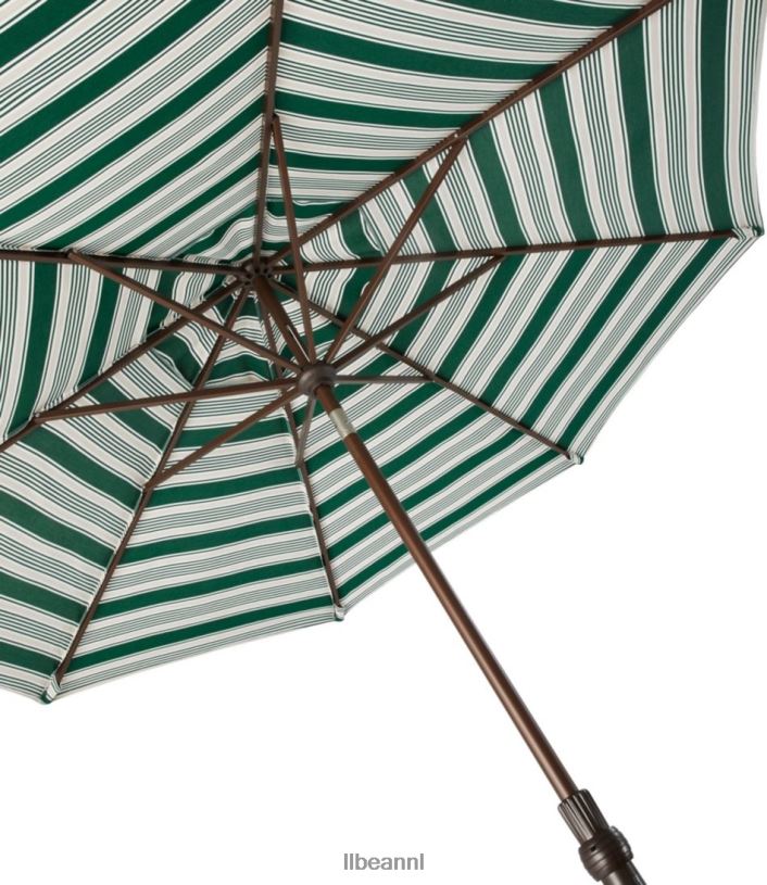 L.L.Bean unisex sunbrella marktparaplu aluminium streep groen/zand multi achtertuin en terras VT0644483