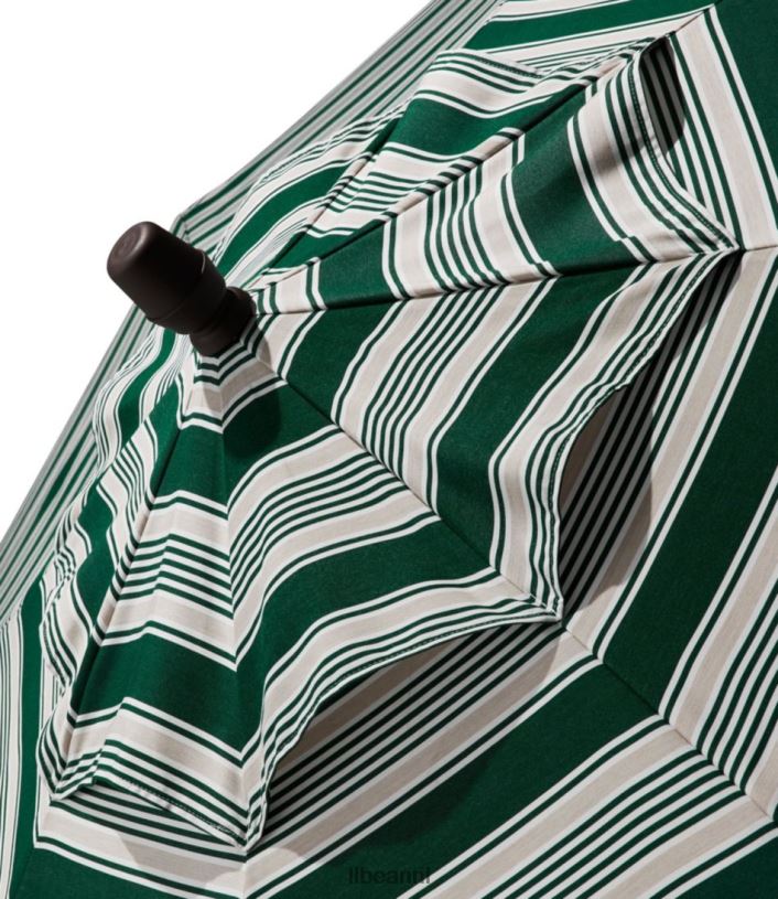 L.L.Bean unisex sunbrella marktparaplu aluminium streep groen/zand multi achtertuin en terras VT0644483