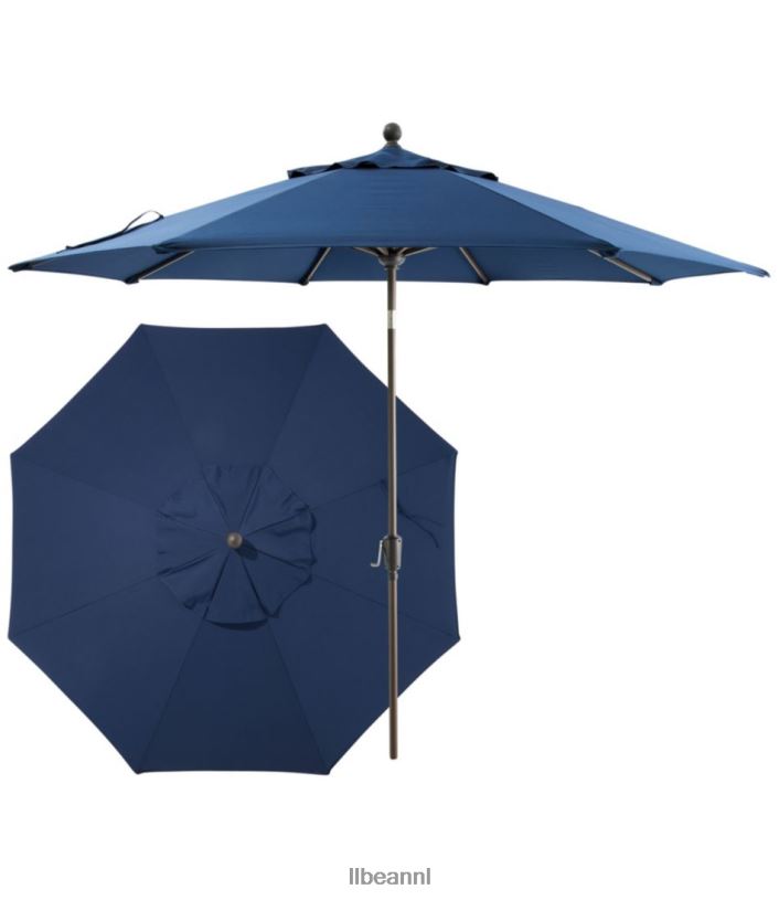 L.L.Bean unisex weerbestendige 9' marktparaplu-drukknop klassieke marine achtertuin en terras VT0642671
