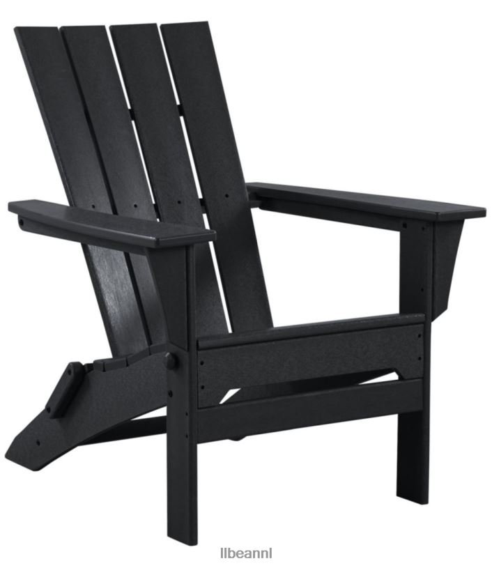L.L.Bean unisex Adirondack stoel voor alle weersomstandigheden, vierkante rugleuning zwart achtertuin en terras VT0646358