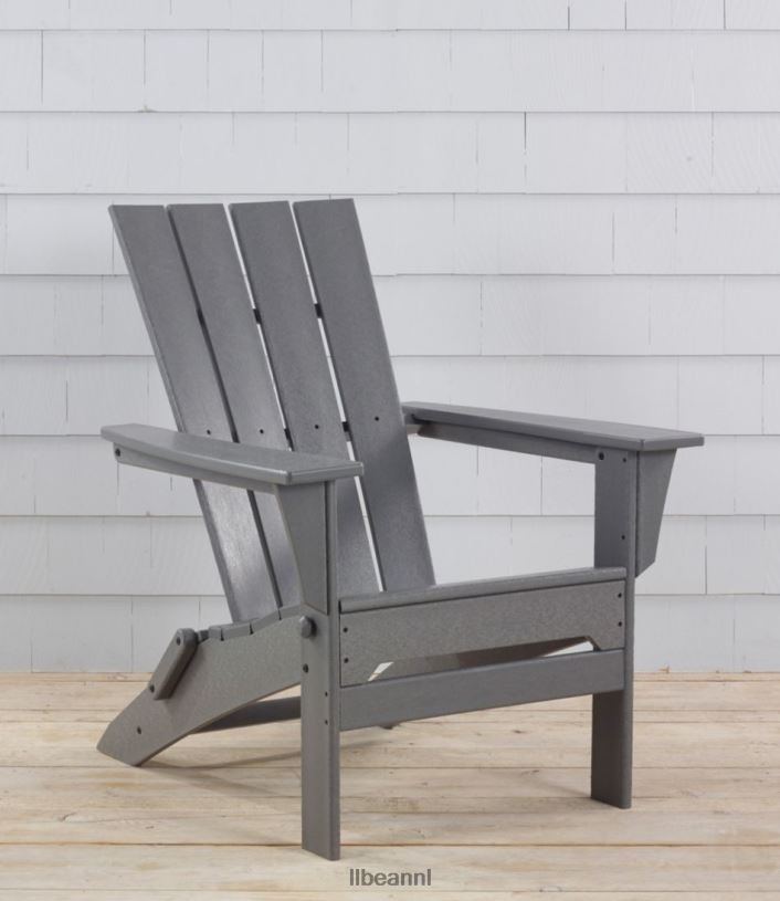 L.L.Bean unisex Adirondack stoel voor alle weersomstandigheden, vierkante rugleuning zwart achtertuin en terras VT0646358