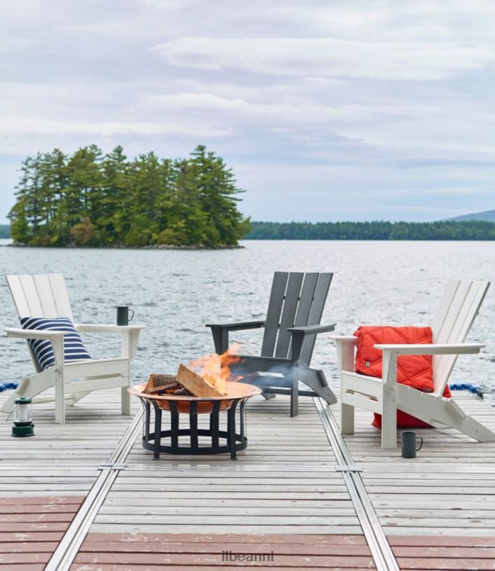 L.L.Bean unisex Adirondack stoel voor alle weersomstandigheden, vierkante rugleuning zwart achtertuin en terras VT0646358