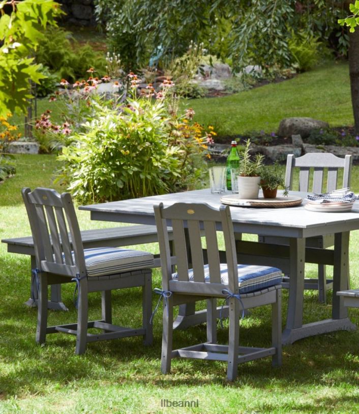 L.L.Bean unisex All-weather armloze eetkamerstoel set van twee leigrijs achtertuin en terras VT0646349