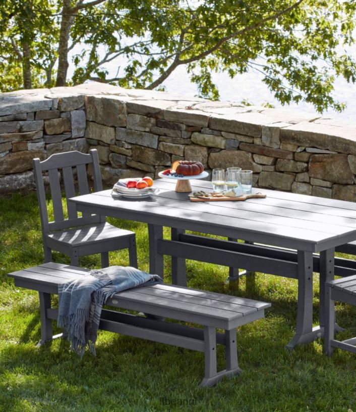 L.L.Bean unisex All-weather armloze eetkamerstoel set van twee leigrijs achtertuin en terras VT0646349