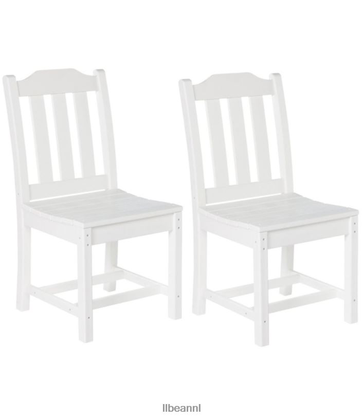 L.L.Bean unisex All-weather armloze eetkamerstoel set van twee wit achtertuin en terras VT0646844