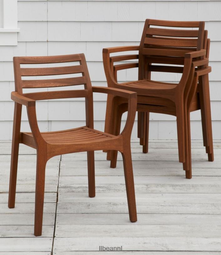 L.L.Bean unisex Eucalyptus stapelstoelen set van vier natuurlijk achtertuin en terras VT0642752