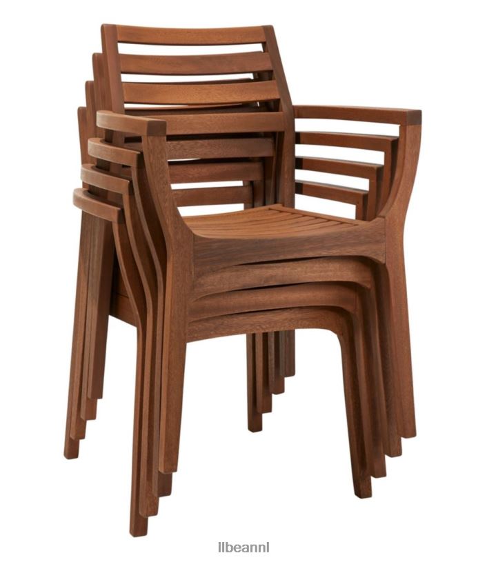 L.L.Bean unisex Eucalyptus stapelstoelen set van vier natuurlijk achtertuin en terras VT0642752