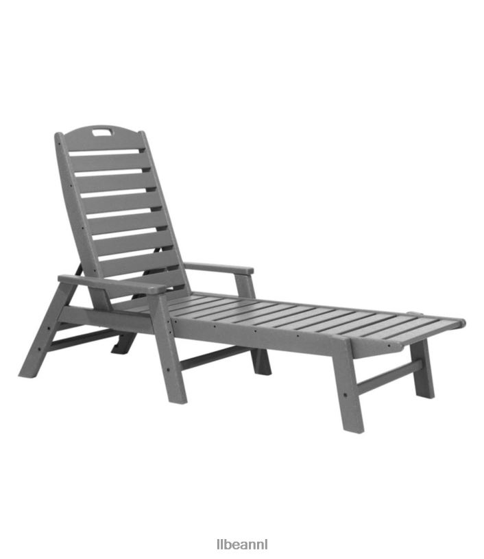 L.L.Bean unisex all-weather chaise longue met armleuningen leigrijs achtertuin en terras VT0645617