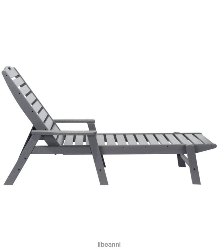 L.L.Bean unisex all-weather chaise longue met armleuningen leigrijs achtertuin en terras VT0645617