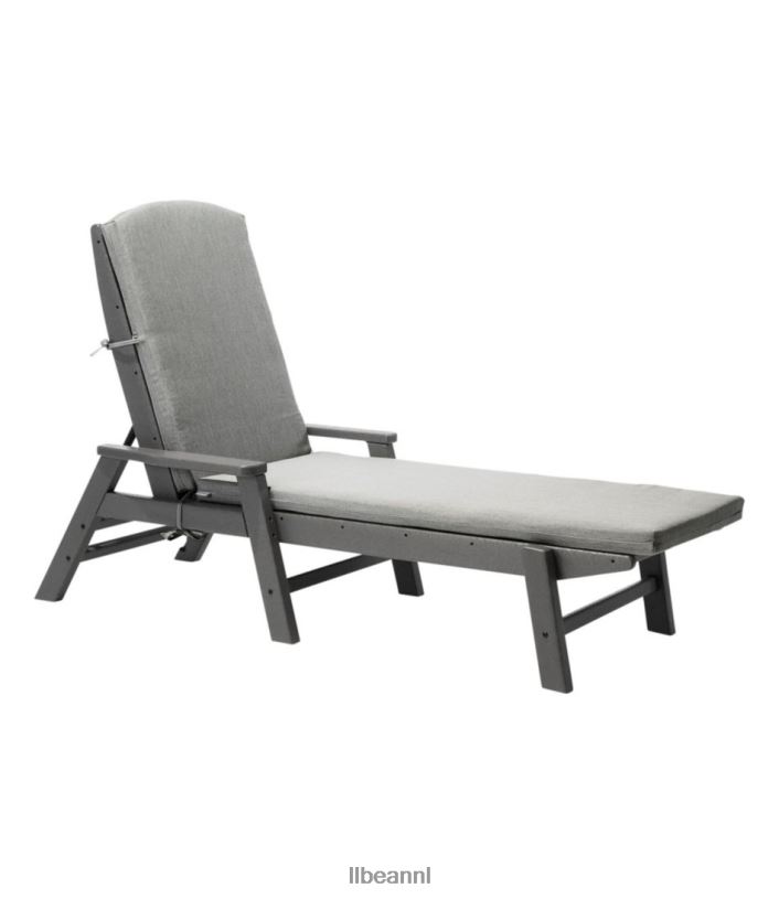 L.L.Bean unisex chaise longue, gestructureerd kussen voor alle weersomstandigheden grijs achtertuin en terras VT0644504