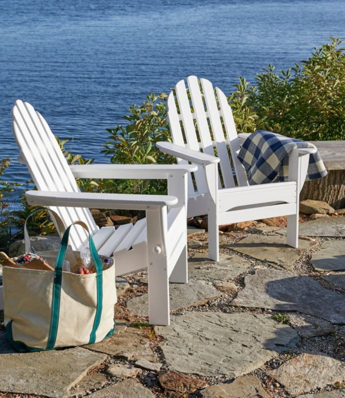 L.L.Bean unisex klassieke adirondack-stoel voor alle weersomstandigheden wit achtertuin en terras VT0647144