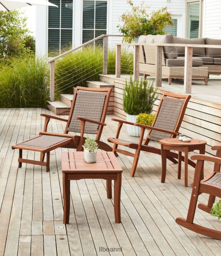 L.L.Bean unisex rieten eucalyptus ligstoel natuurlijk achtertuin en terras VT0642791