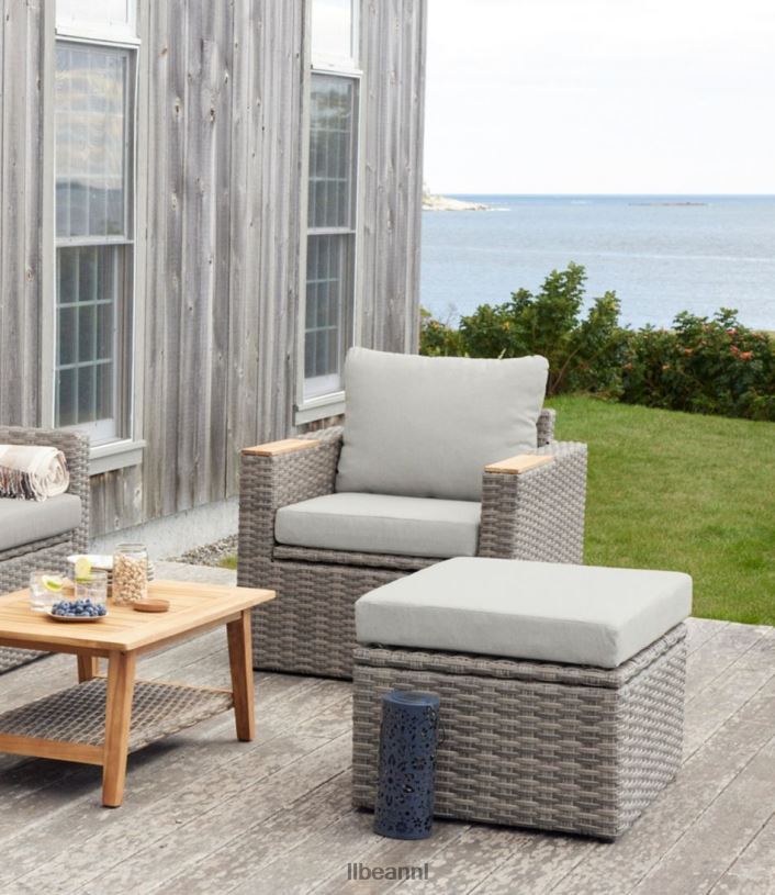L.L.Bean unisex rieten opbergpoef zand achtertuin en terras VT0642890