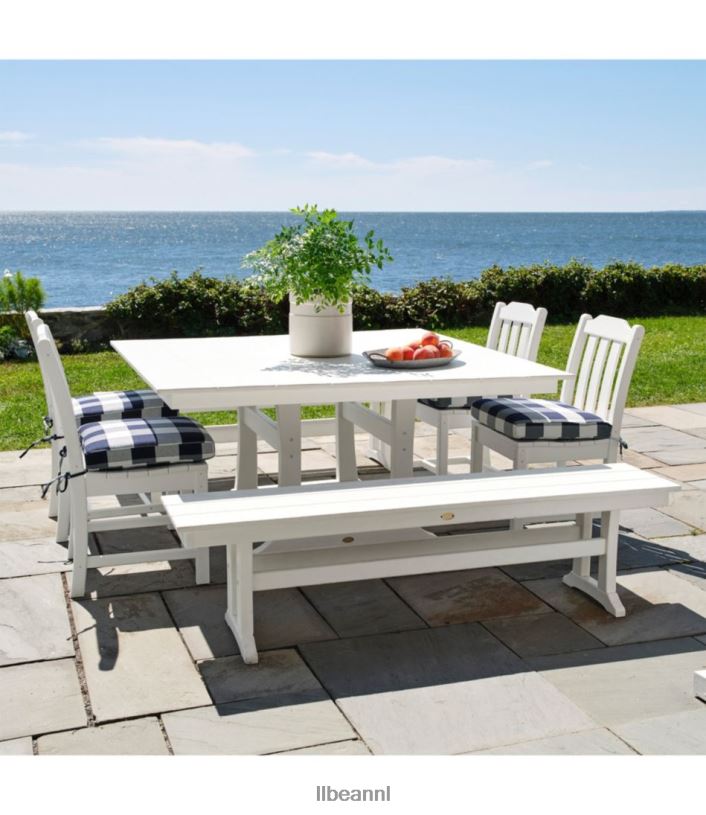L.L.Bean unisex all-weather boerderijtafel vierkant 8-persoons wit achtertuin en terras VT0646859