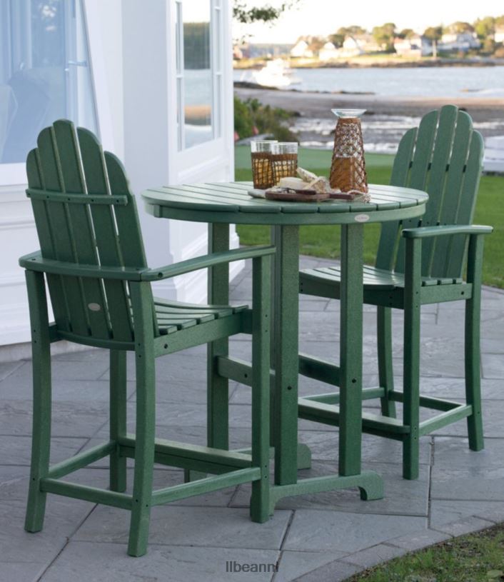 L.L.Bean unisex all-weather tafel op contrahoogte 36\'\' rond leigrijs achtertuin en terras VT0645632