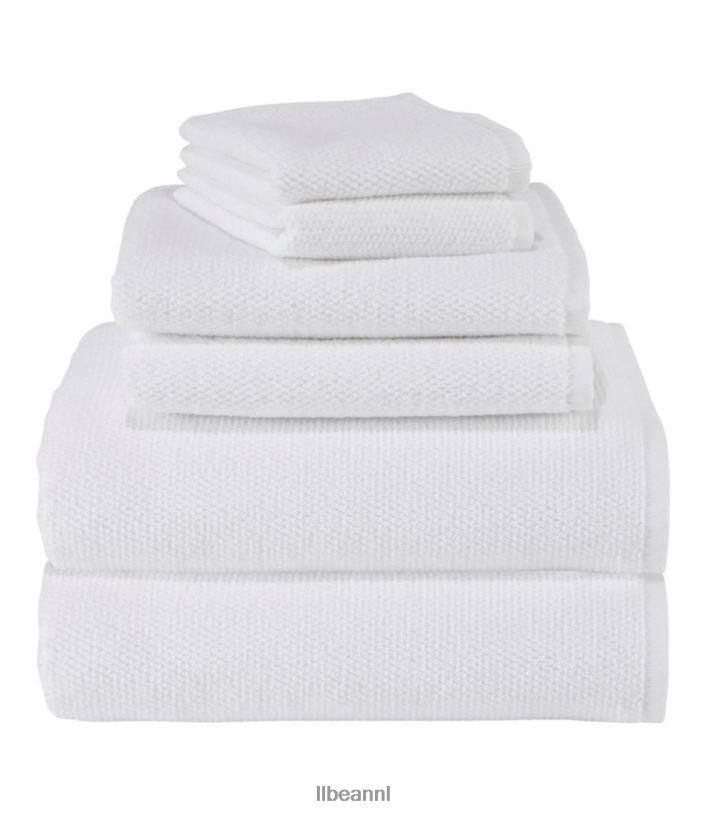 L.L.Bean unisex Biologisch getextureerde katoenen handdoekenset wit bad VT0647264