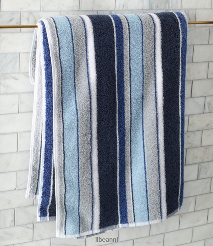 L.L.Bean unisex Biologisch katoenen handdoekenset streep blauwe kwarts bad VT0642923
