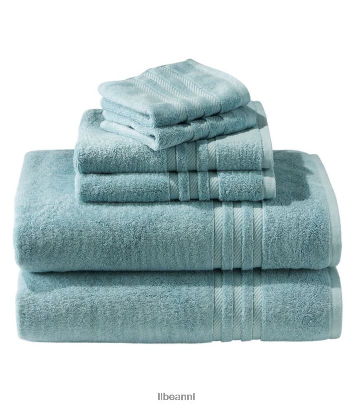 L.L.Bean unisex Biologische katoenen handdoekenset blauwe kwarts bad VT0642605