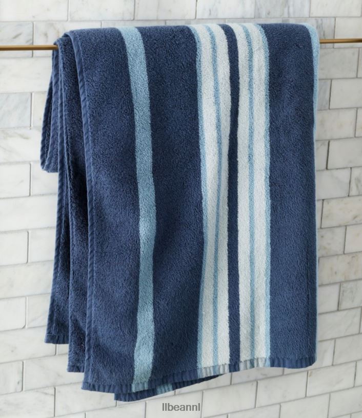 L.L.Bean unisex Premium katoenen handdoekenset met strepen leiblauw bad VT0642662